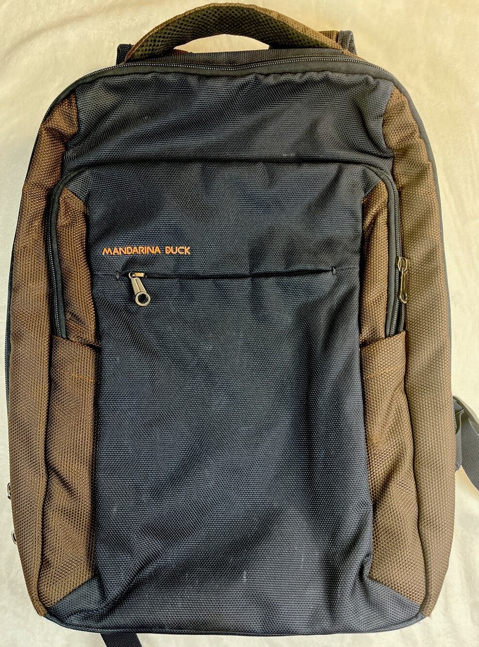 Mandarina Duck Men's Backpack Computer NAVY BROWN Travel Bag Designed In Italy